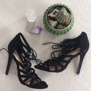 Black Velvet Gladiator Pumps